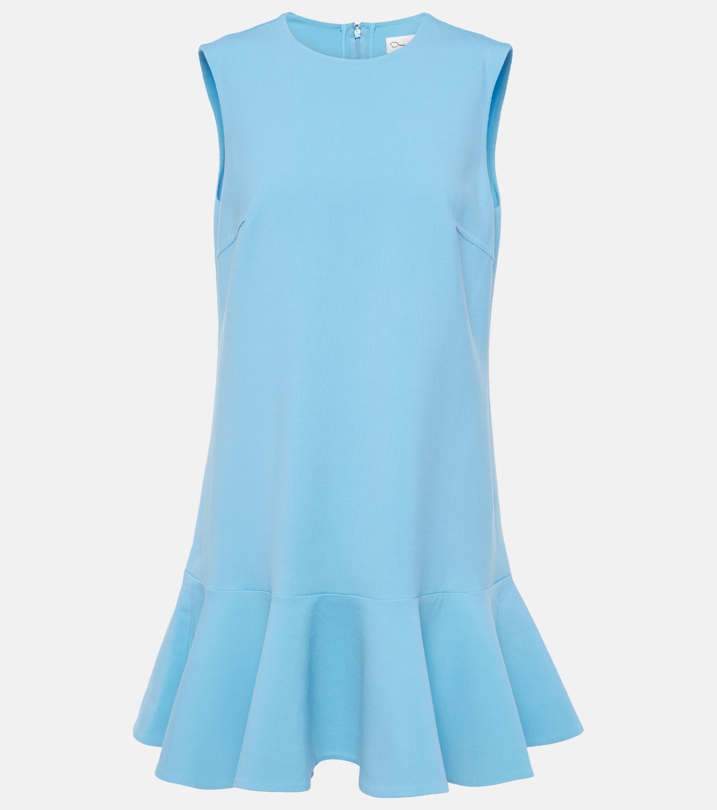Oscar de la Renta Drop-Waist Ruffle Blue Mini Dress Trapeze Sleveless 12 XL NWT