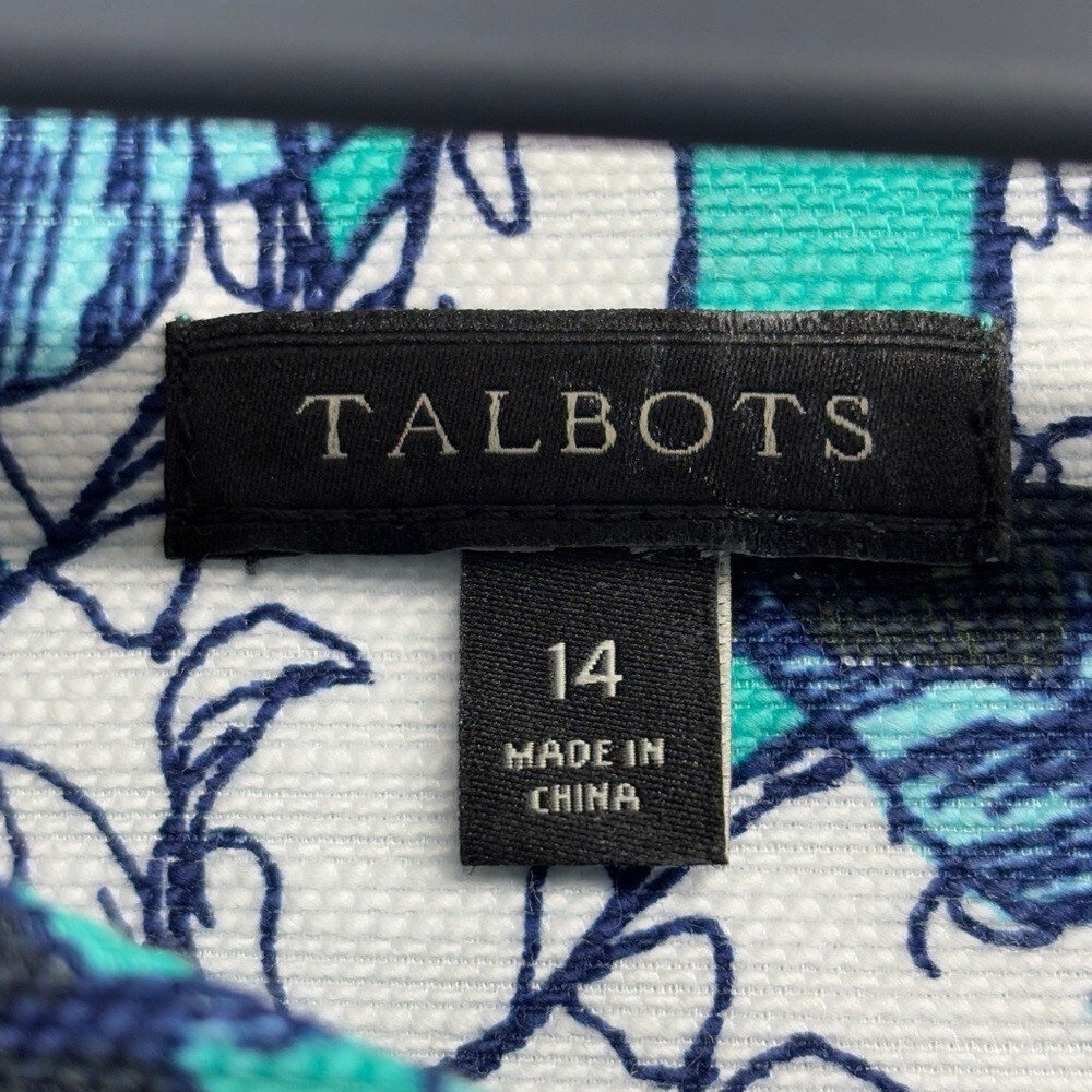 Talbots Midi Dress 14 Blue Zebra Print Sheath Tank