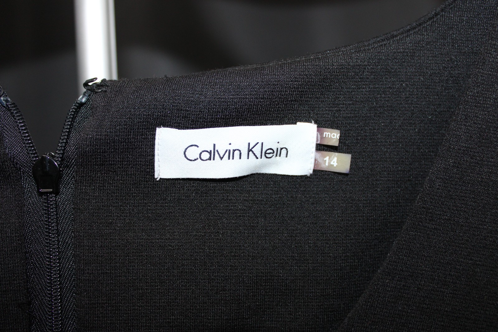 Calvin Klein Black Sheath Stretch Ponte Fur Cuffed Sleeve Dress