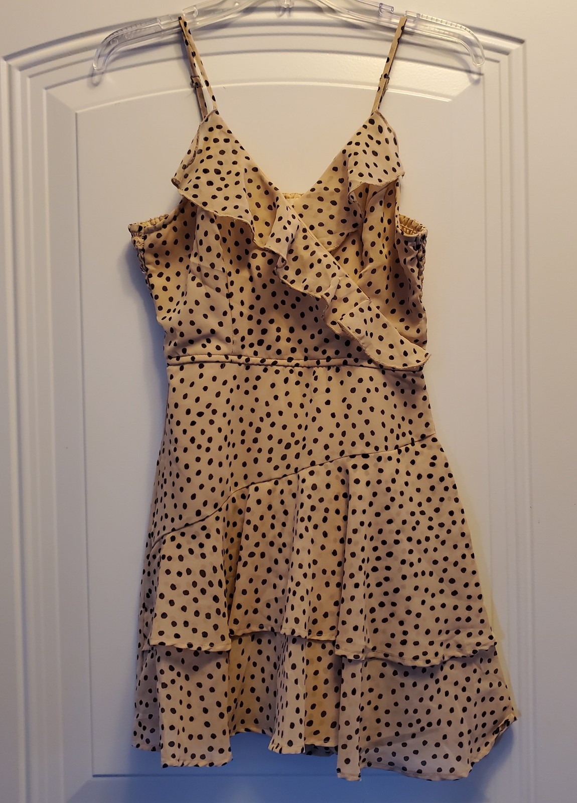Jopna blush/black dotted romper sundress Sz. S