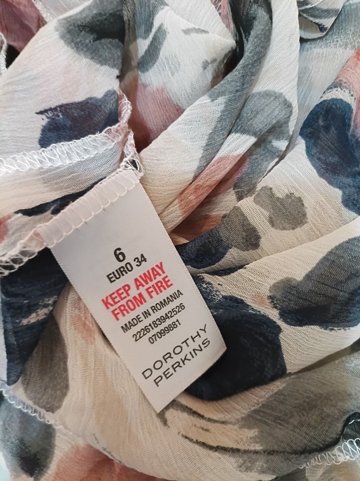 Dorothy Perkins Size 6 Short Sleep Blue Beige Sheer Linen Dress