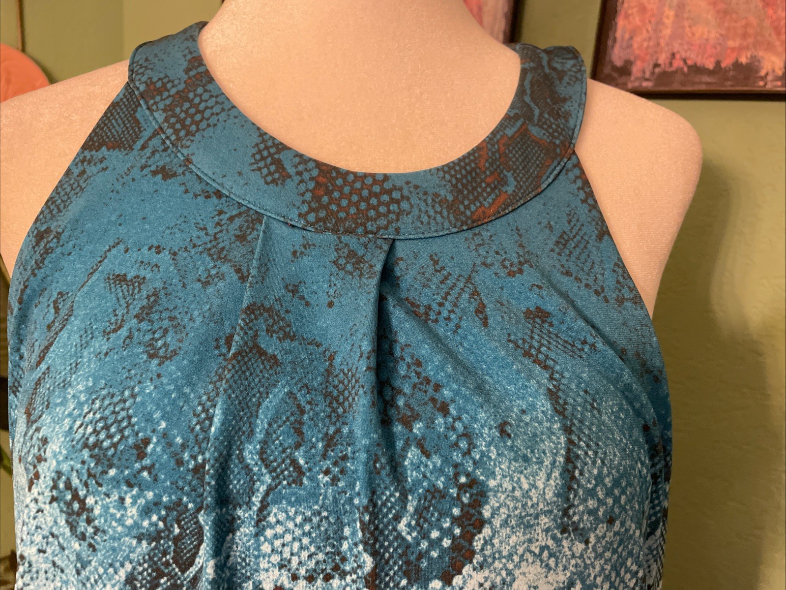 White House Black Market Halter Ombre Chemise Snakeskin Cut Out Python Print M
