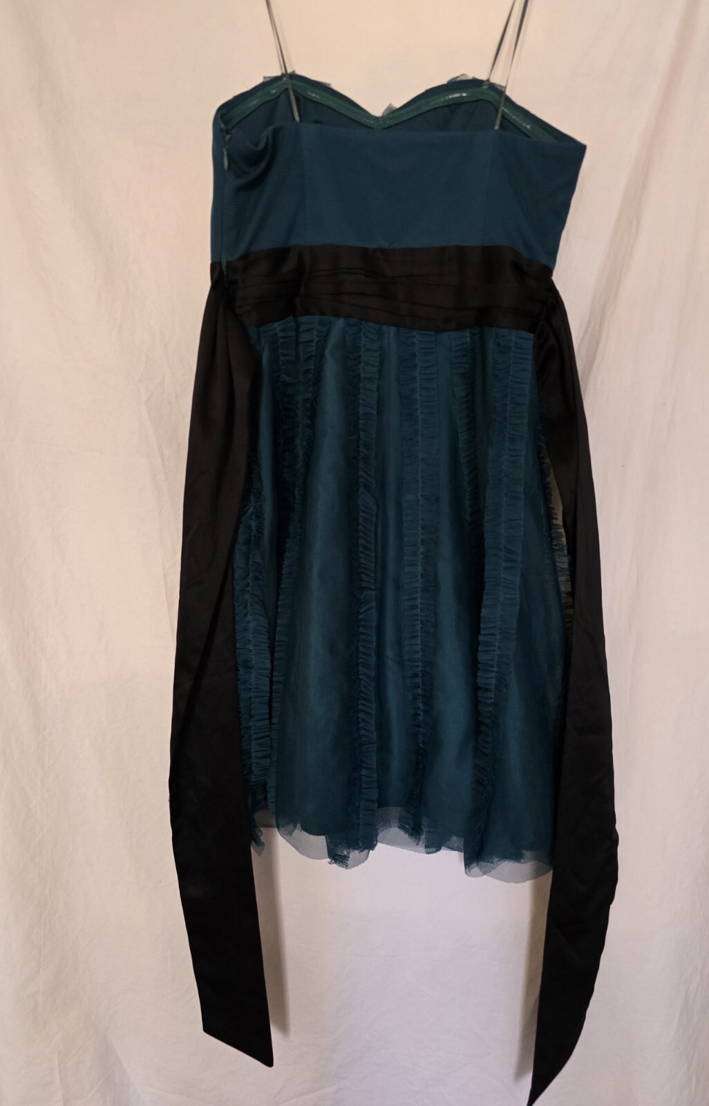 Max & Cleo Dark Jade Sophia Strapless Sweetheart Dress Size 2 Ruffle Tulle