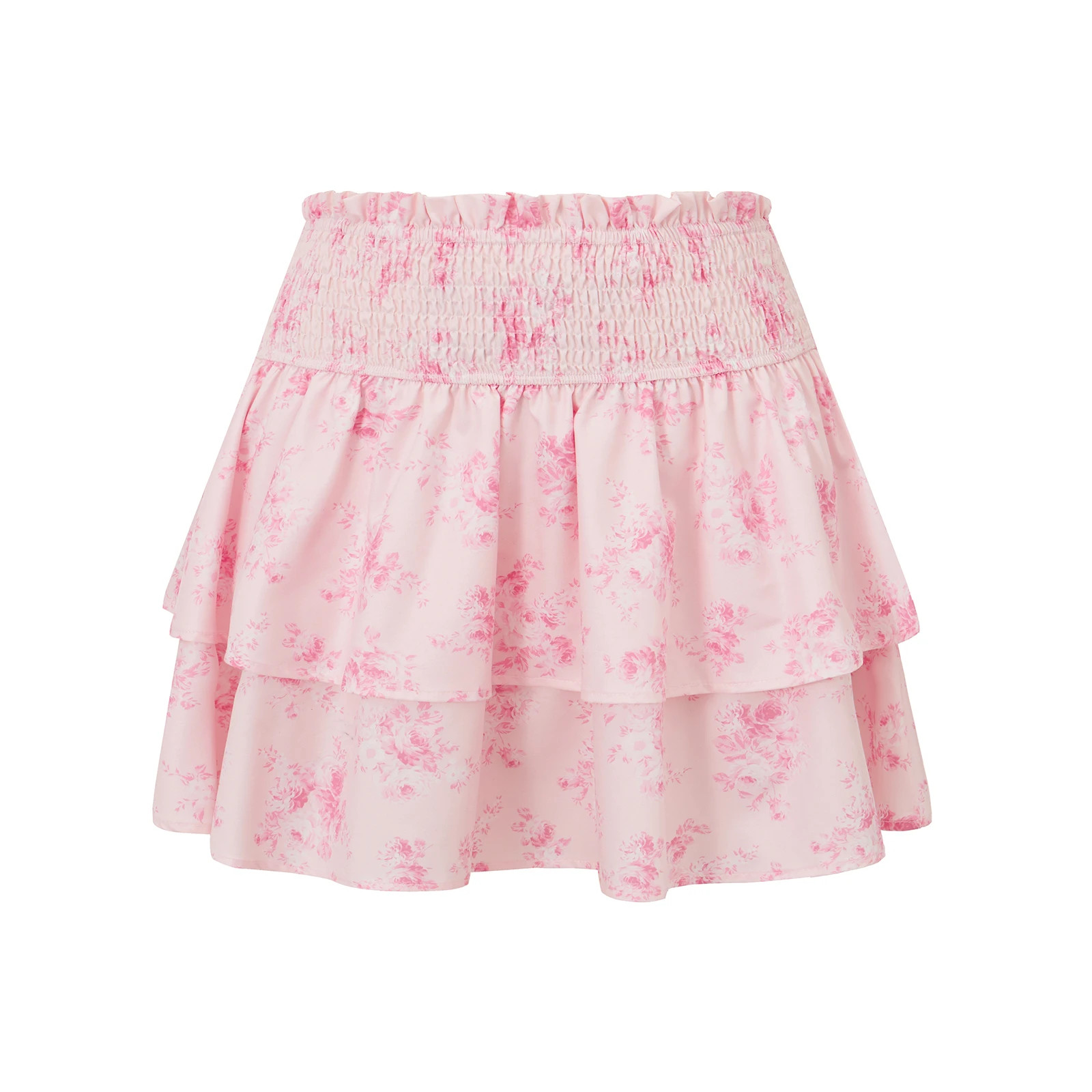 2025 Premium Quality Sweet Women’s Floral Print Ruffled Skirt High Rise Tiered F