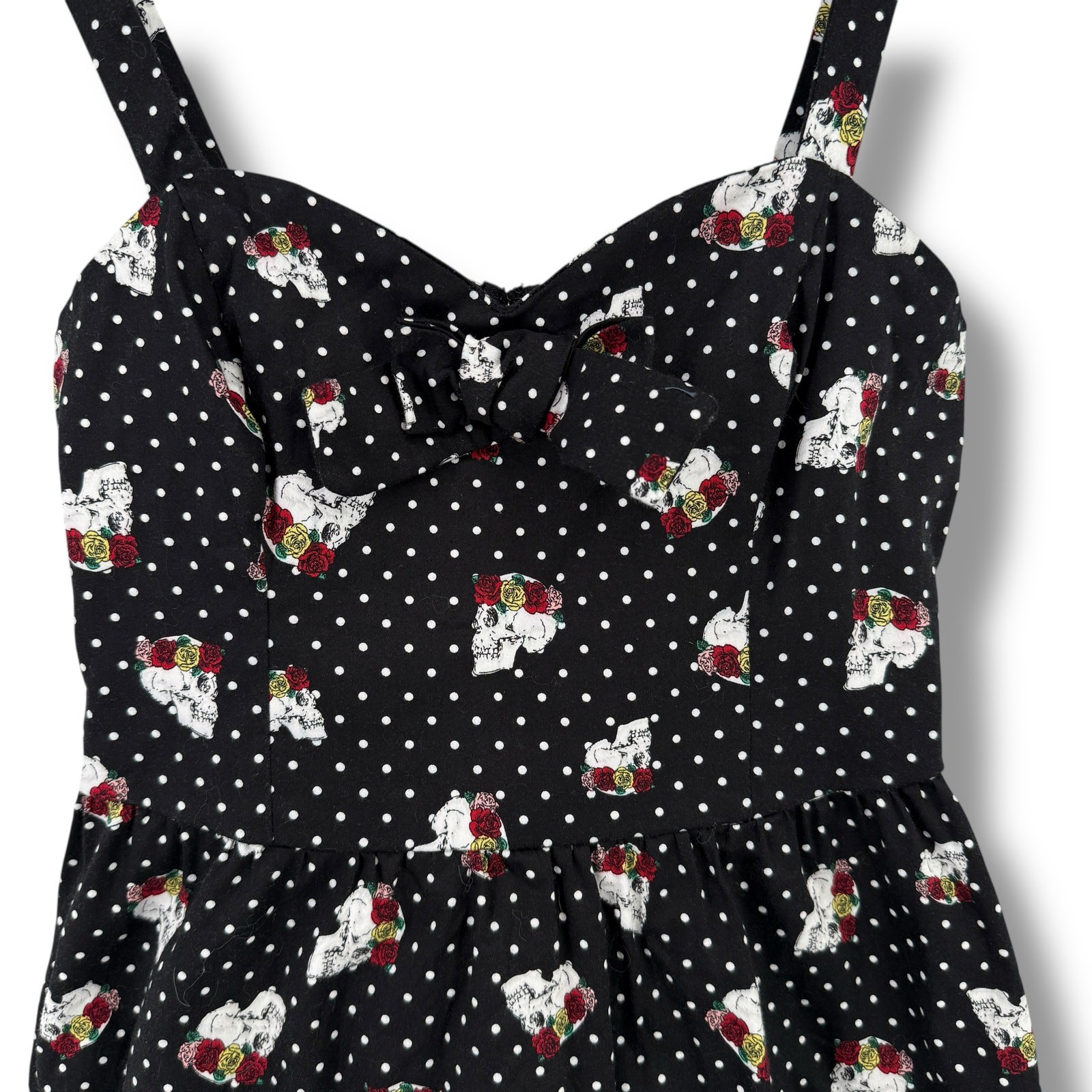 Hot Topic Skull Flower Polka Dot Mini Dress Size Small Punk Goth Halloween
