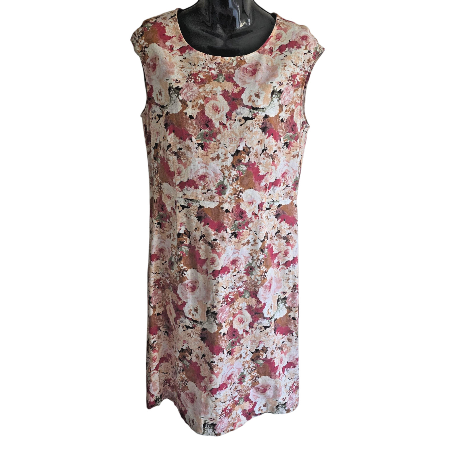 Hemp Braintree Floral Shift Dress Size 12 Sleeveless Zip Slit Sativa Corporate