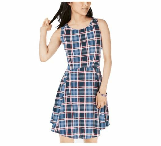 Be Bop Juniors Large Blue and Red Printed A Line Dress NEW