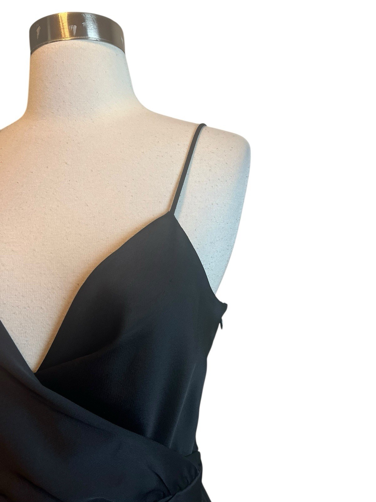 Anthropologie Freya Satin Charmeuse Dress Size 6 Black BHLDN