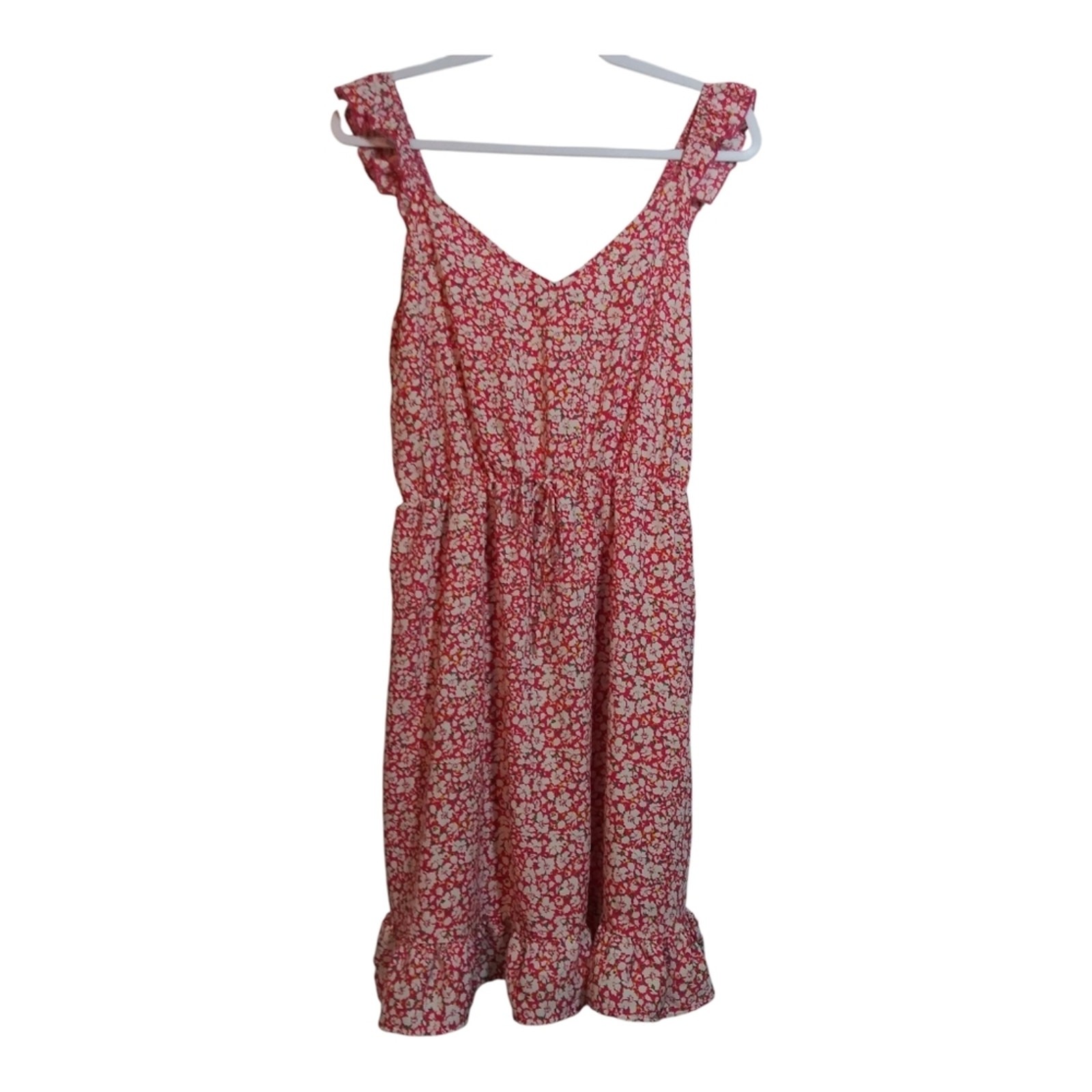 Betsy’s Boutique Sassy Floral Ruffle Accented Dress Vacation Summer Size L