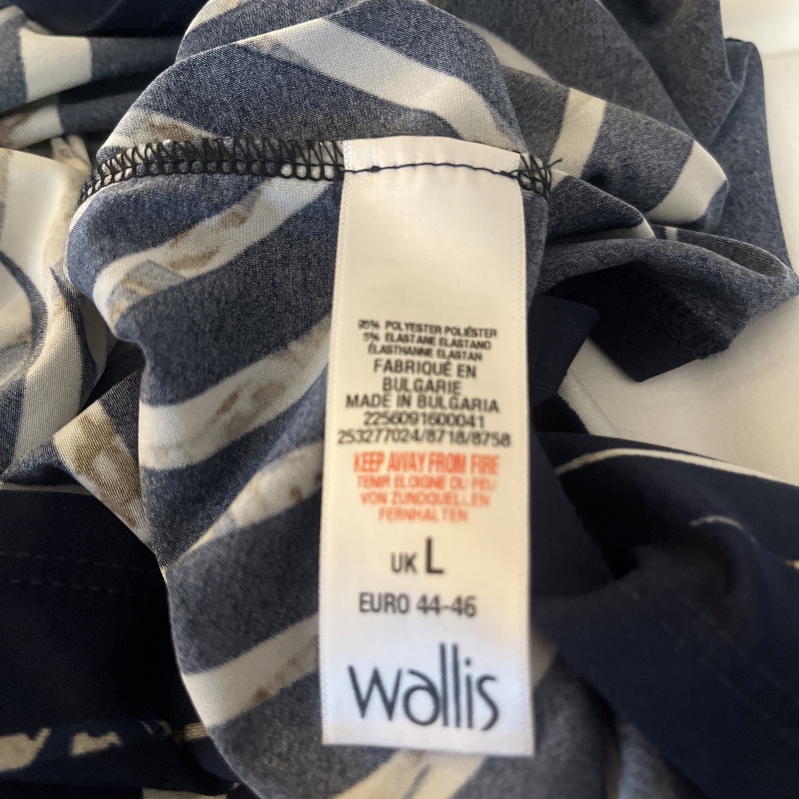 Wallis Tunic Mini Dress/ Long Top Size Large 3/4 Sleeve Geometric Navy Worn Once