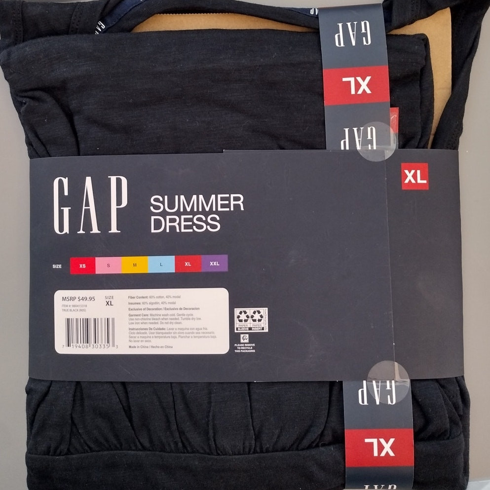 Gap NEW Black Slub Jersey-Knit Tiered Hemline Cotton Modal Sleeveless Dress XL