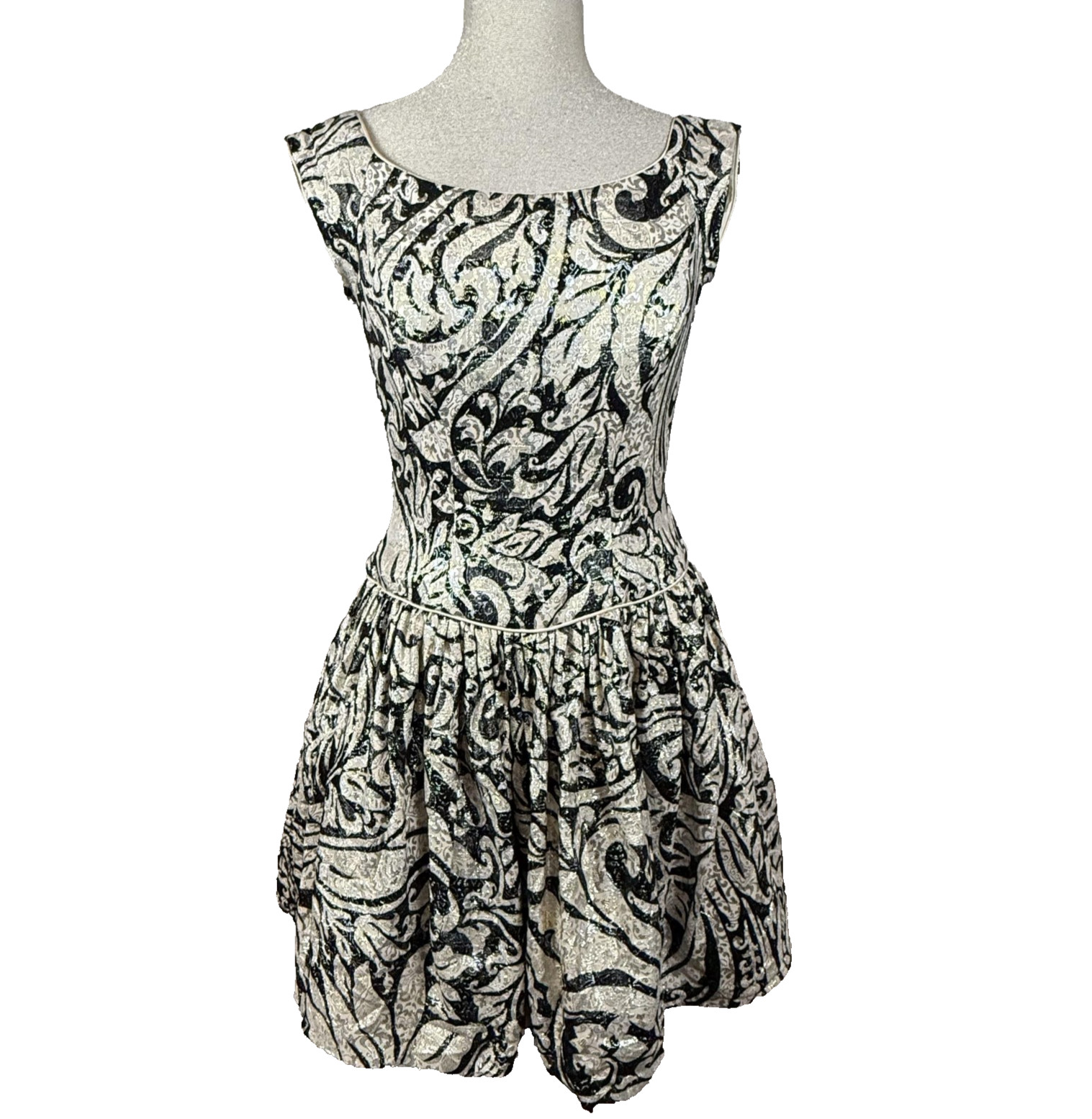 Jenny Packham Dress Womens 10 Black Gold Metallic Brocade Party Cocktail Glam