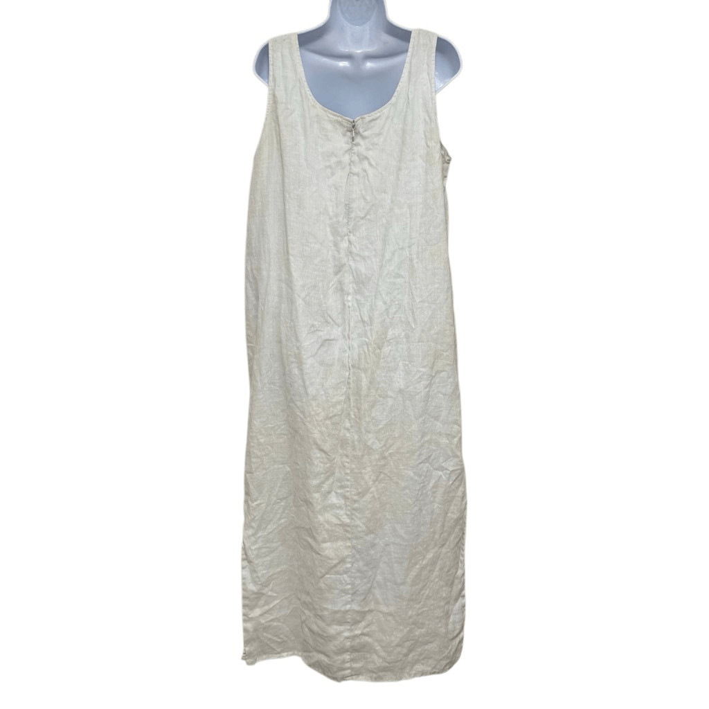 4U Spiegel Cotton Linen Light Yellow Lightweight Split Hem Maxi Dress XL