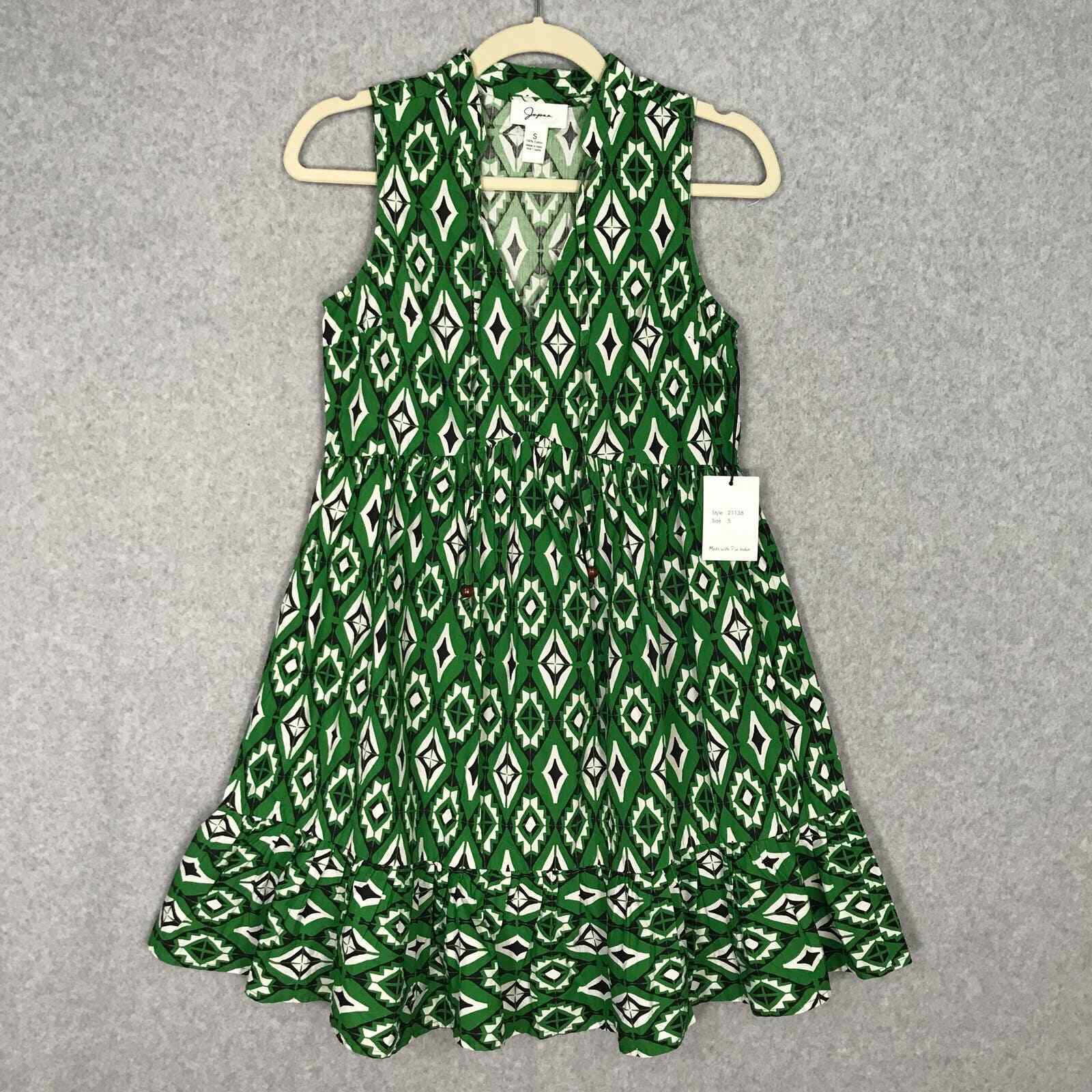 Japna Dress Womens Small Green Mini Retro Southwestern Cowgirl Flare Festival