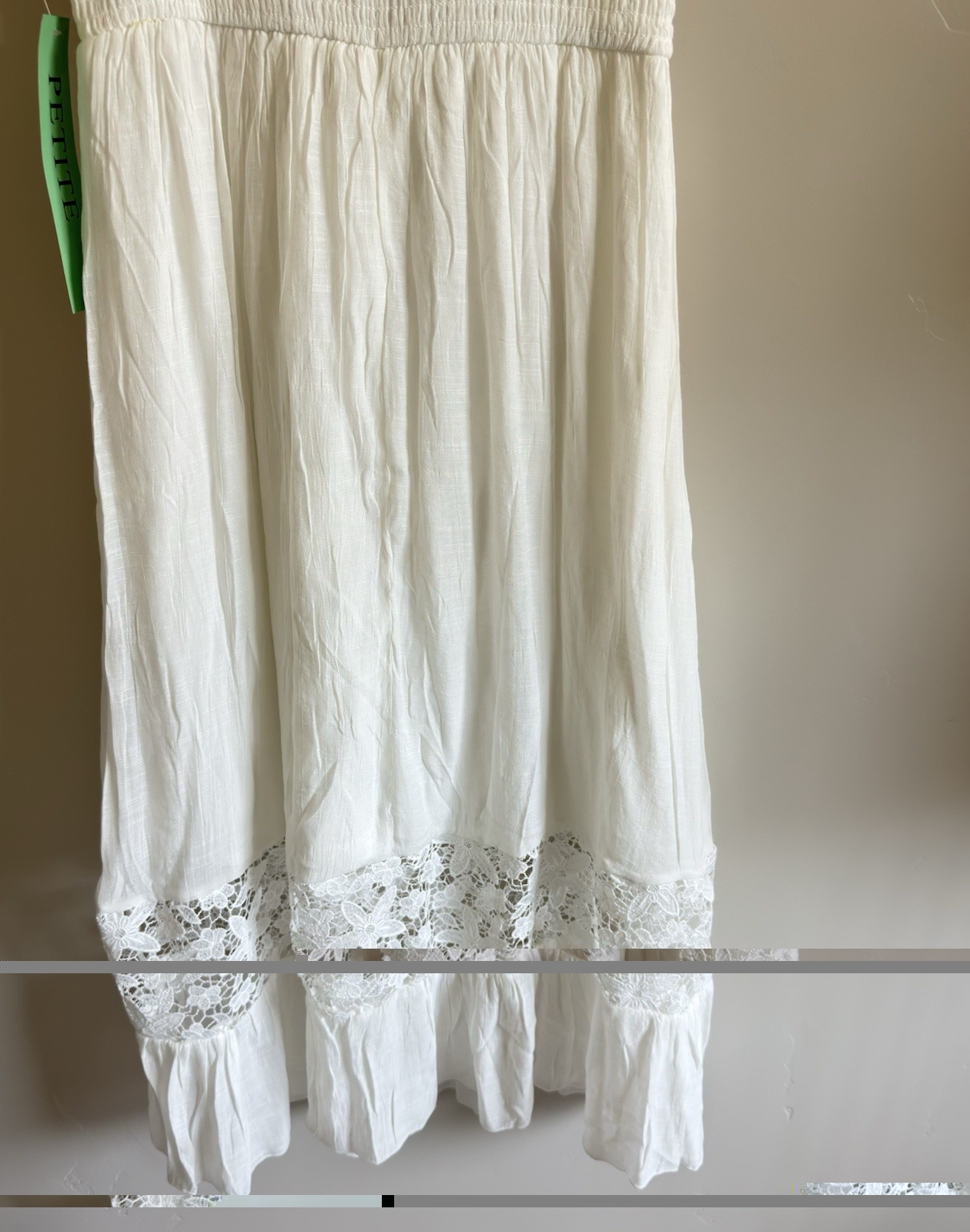 J GEE Size PM White Smocked Fit Sleeveless Embroidery Beach Dress NWT