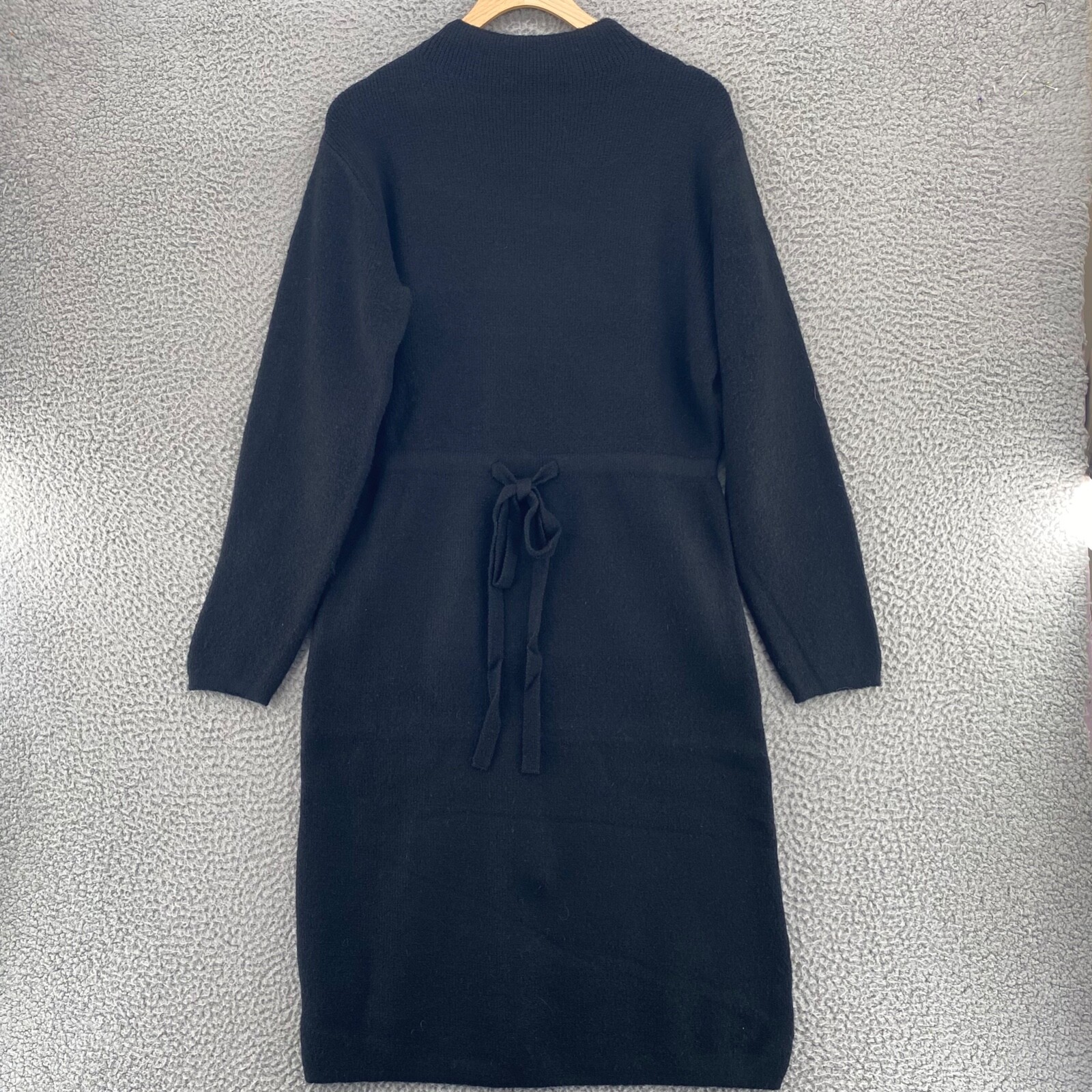 HYFVE Dress Women Small Black Sweater Mock Neck Tie Cinched Waist Stretch Knit