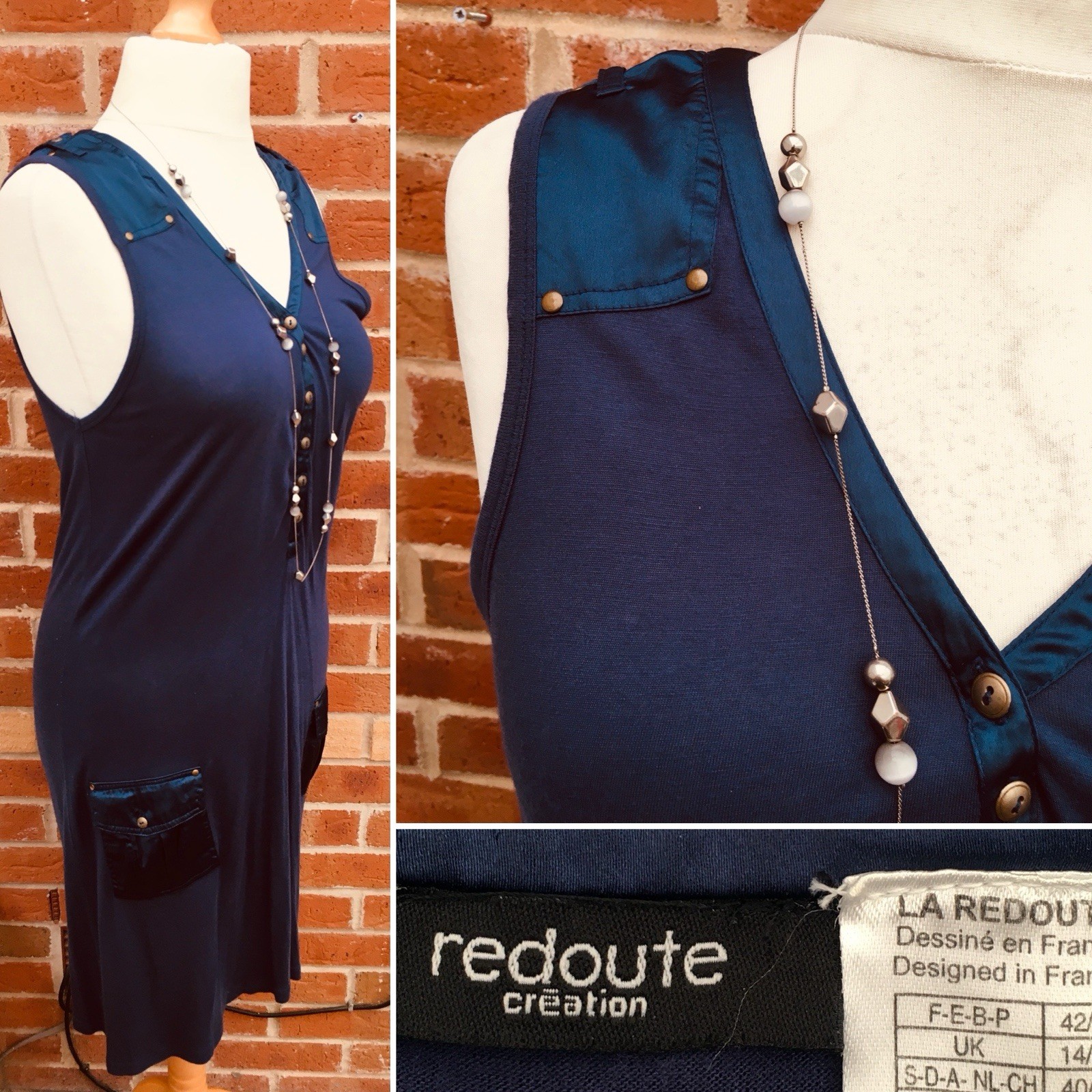 LA REDOUTE Size 14-16 Navy Blue Dress Summer Holiday Wedding Excellent S1