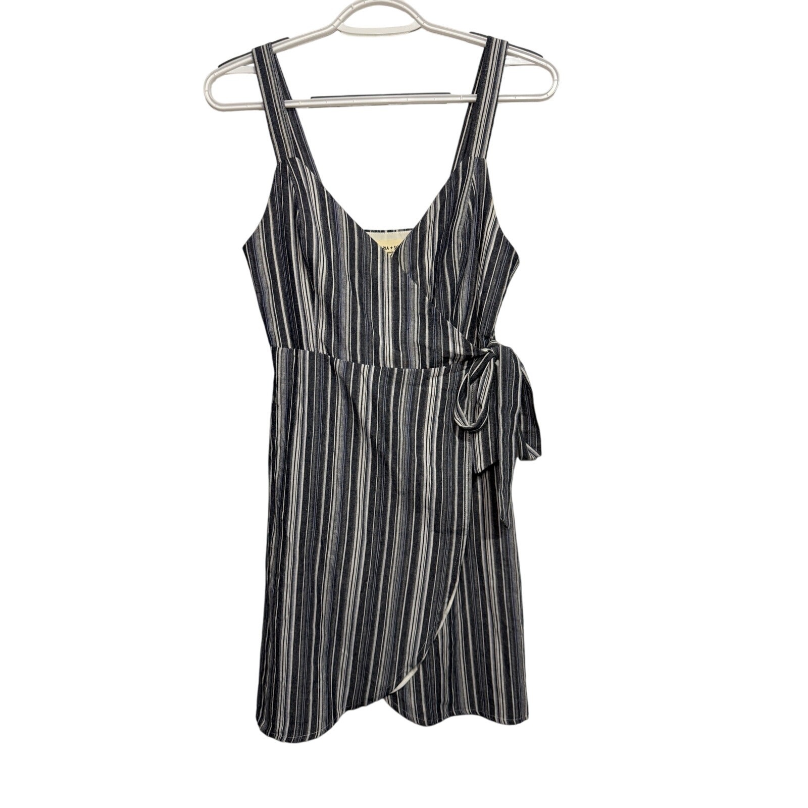 Victoria + Sophia stripe mini wrap dress womens small boho fairy summer coastal