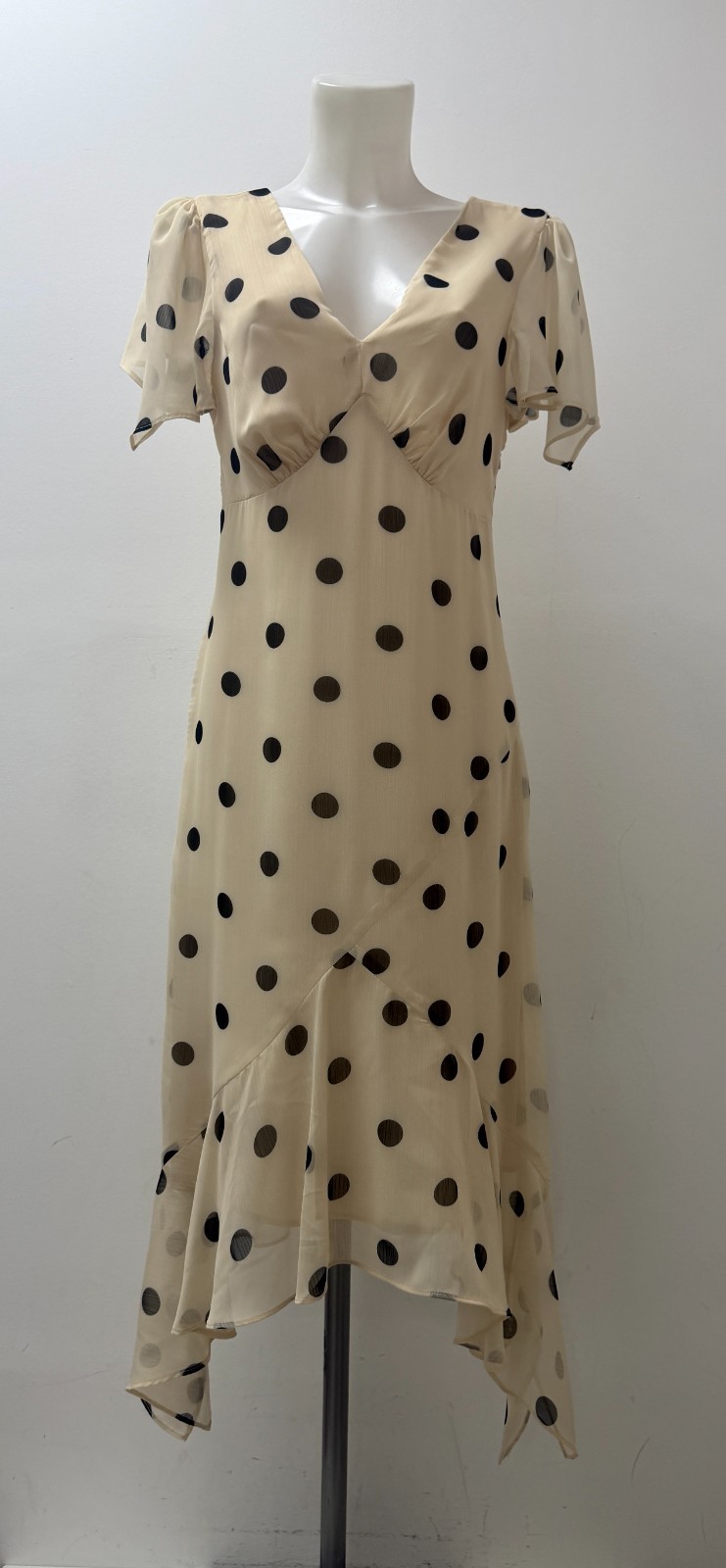 Ladies Chiffon Polka Dot Hanky Hem Dress Ex TU 6 8 10 12 14 16 18 20