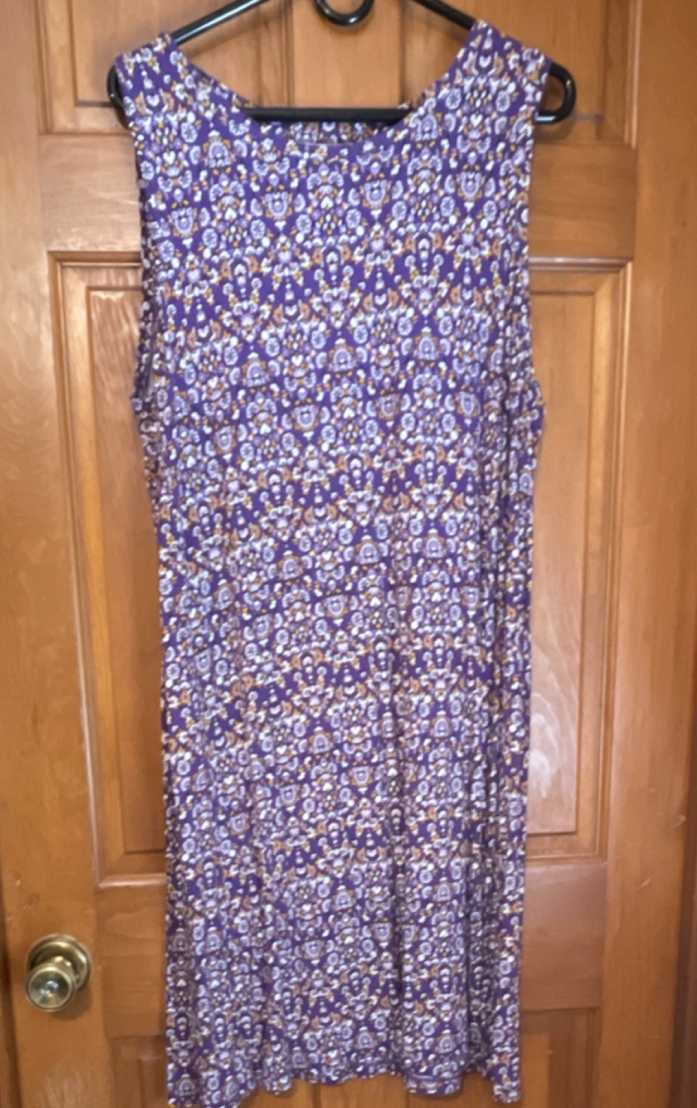 St. John’s Bay Women’s XL Purple/White Geometric Knit Sheath Midi Dress
