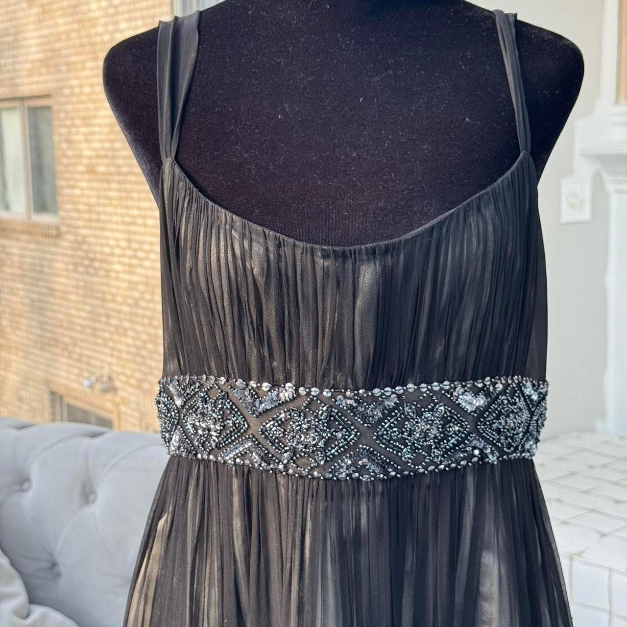 Adrianna Papell Evening 100% Silk Beaded Dress