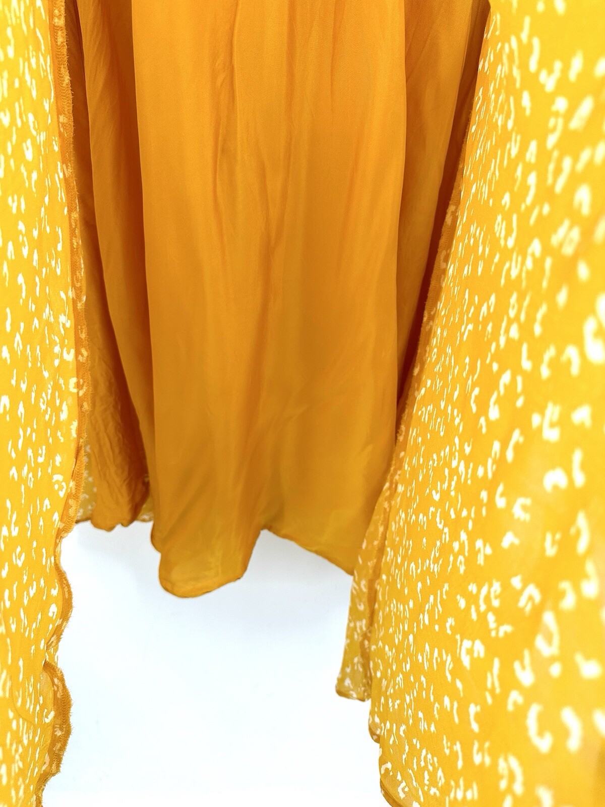 Ghost London Margaux Leopard-Print Dress Sun Yellow Midi Dress Size XS