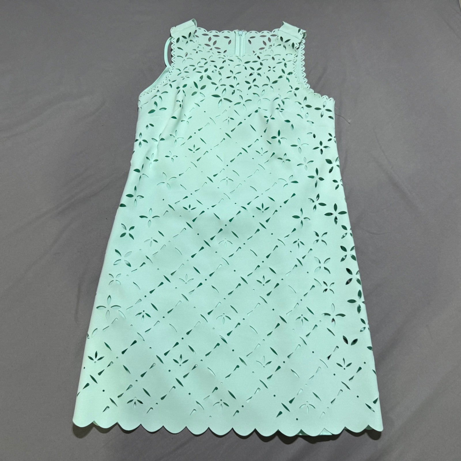 J.Crew Dress Women 6P Mint Green Laser Cut Scalloped Floral Shift Sleeveless