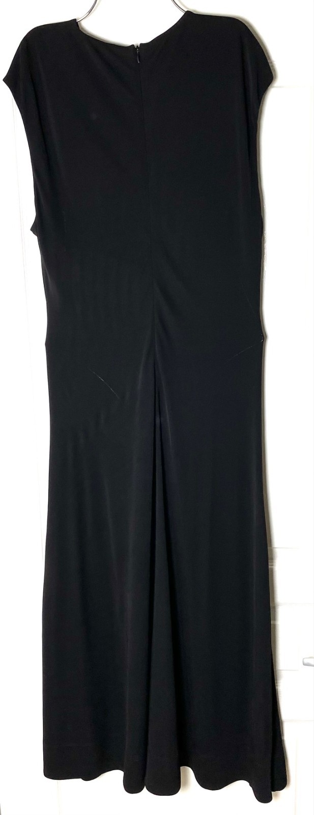 ME+EM Black Fluid Crepe Jersey Ruched Zip Front & Back Midi Dress 10 US = 14UK