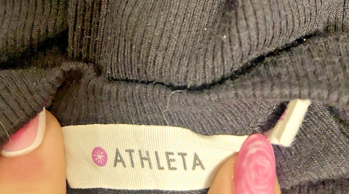 Athleta Women’s Medium Soft Ribbed Modal Black Shift Mini Tank Shirt Dress