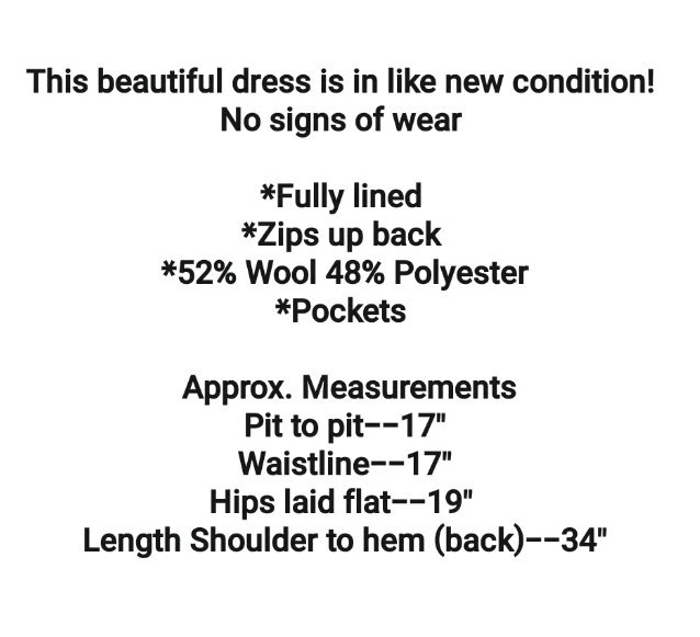 GAP Dress Size 2 Gray Wool Blend Ruffle Neckline Short Sleeve Pockets 2008