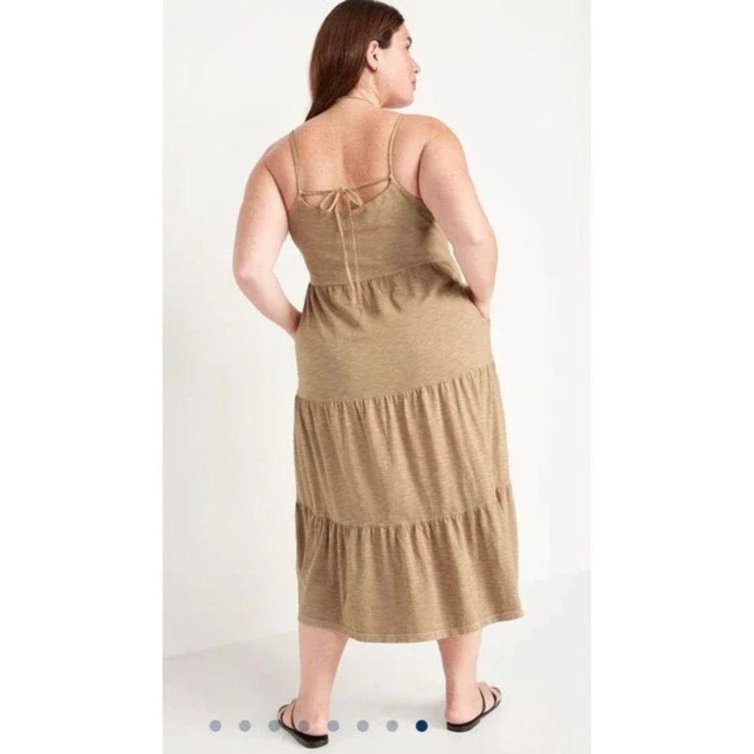 Old Navy Beige Tiered Slub Knit Cami Dress Plus Size 3X New