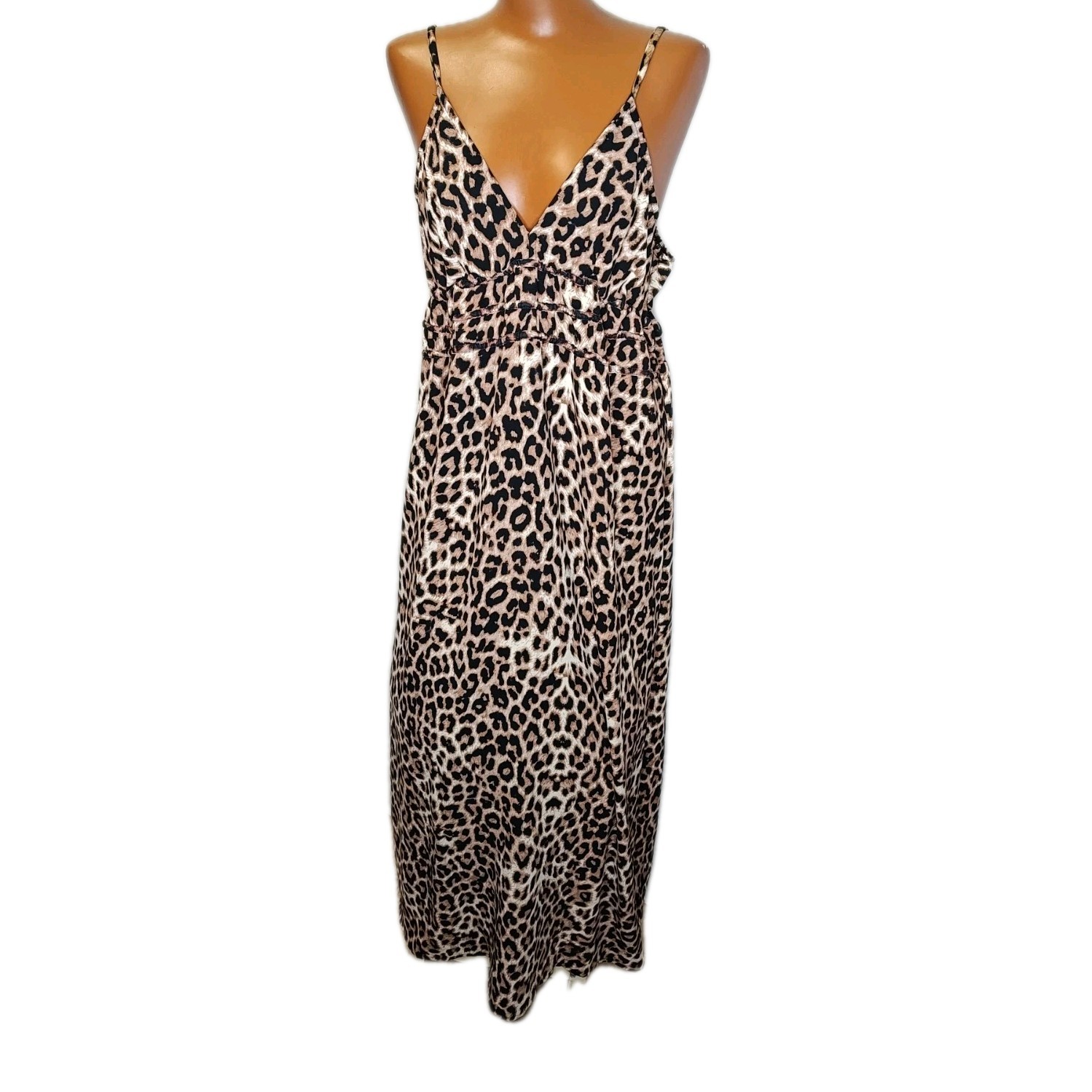 Absolutely Love It Babydoll Long Slip Dress Sz 3X Brown Leopard Animal Print Nwt