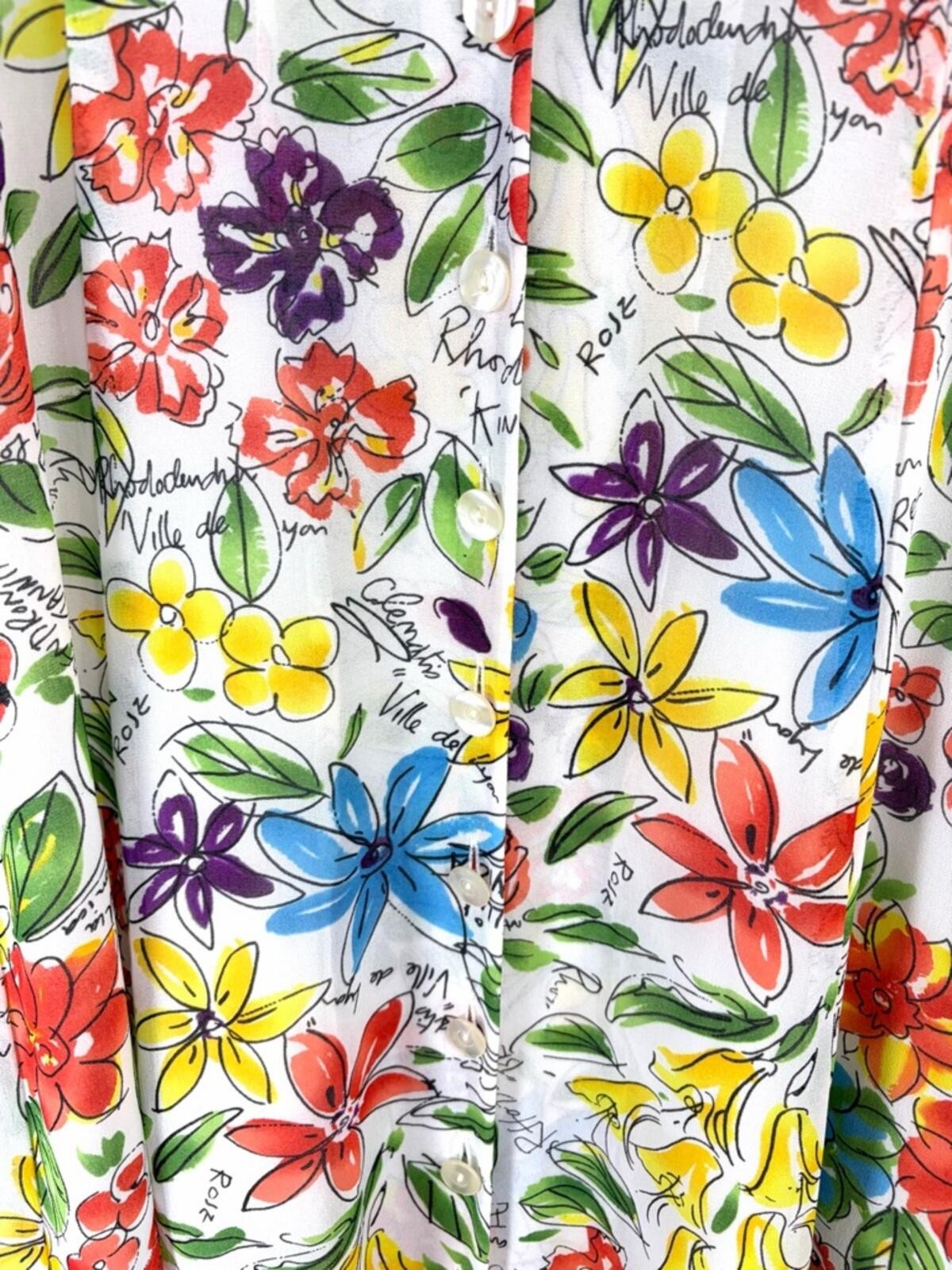 Coldwater Creek Floral Chiffon Collared Button Front Midi Dress Size 10