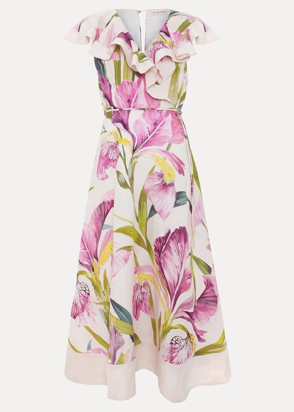 Phase Eight Matlida Floral Linen Ruffle Midi Dress. Multi Size 8. BNWT. RRP £179
