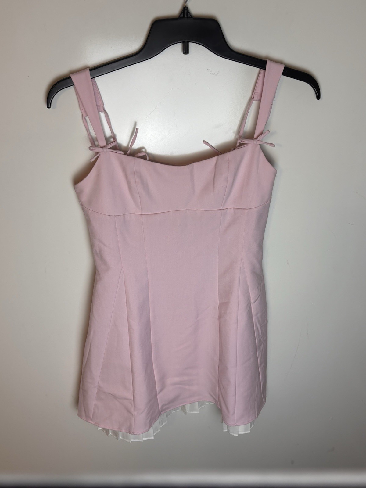 Oh Polly Cressida Bow Detail Pleated Underskirt Mini Dress Pink US 6 UK 10 NWT