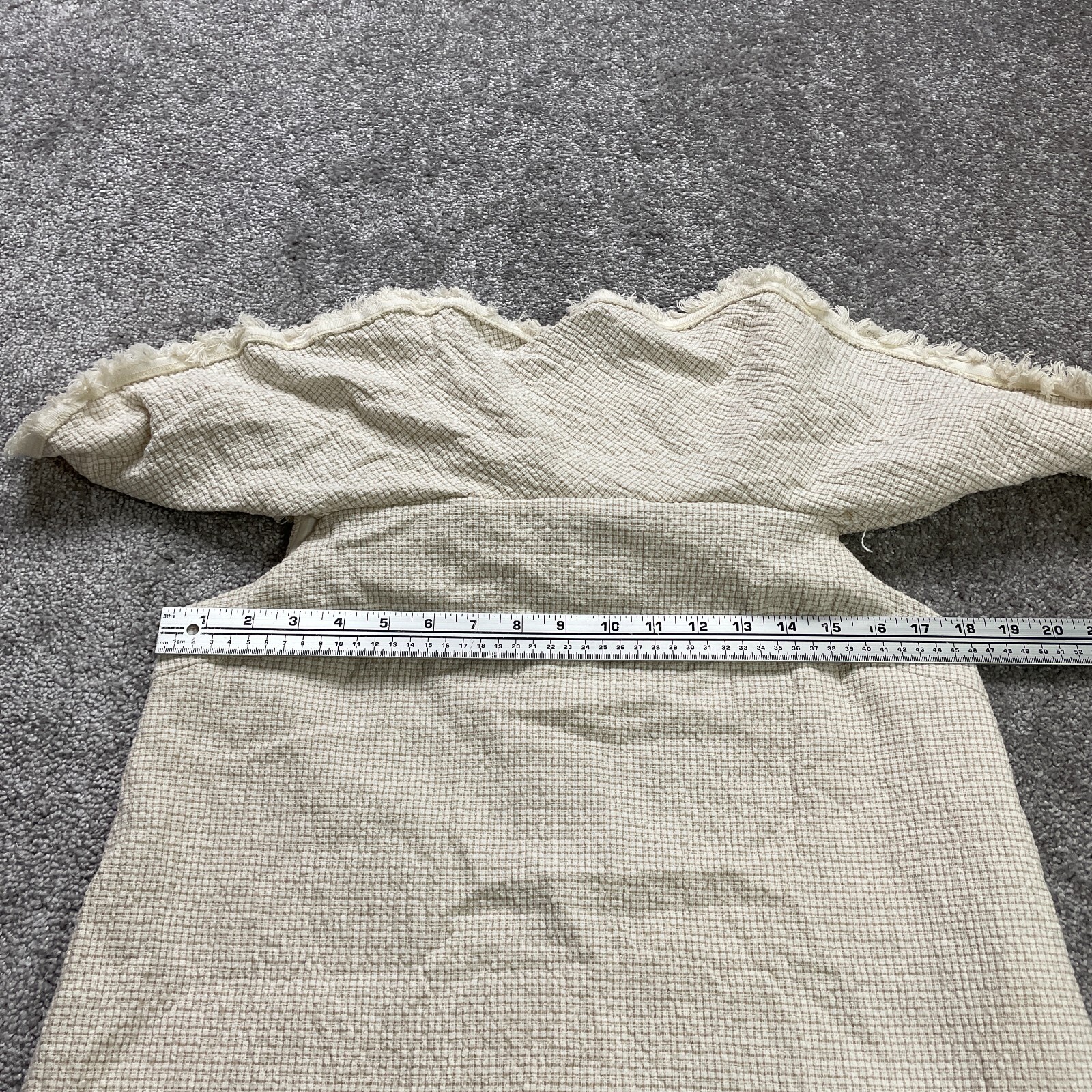 J.O.A Tweed Midi Cold Shoulder Shift Dress Womens Medium Beige Casual Party Work
