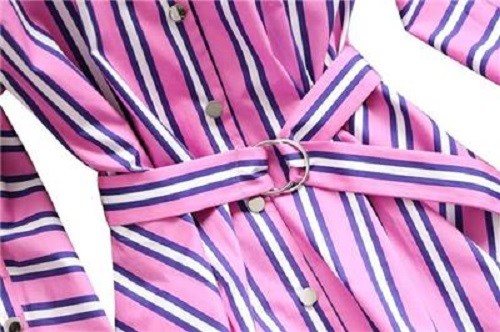 MAJE Pink Purple White Stripe Cocktail Midi Button-Down Shirt-Dress 3 = M 8/10