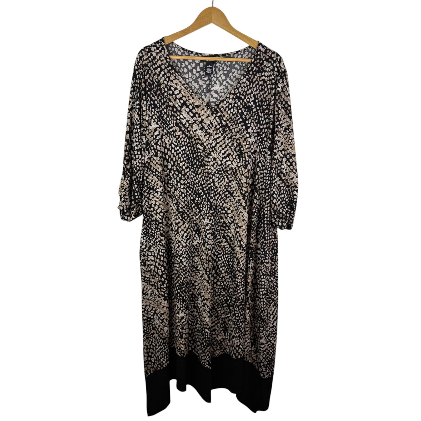 Any Wear by Catherines Animal Print Midi Dress Sz 1X Career Stretch Modest Flowy