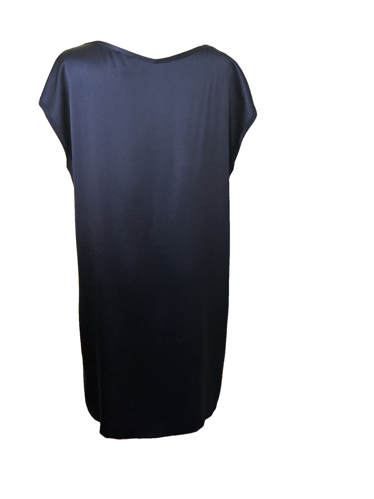 Eileen Fisher 100% Silk Shift Dress Blue Cap Sleeve Pockets Women’s Medium