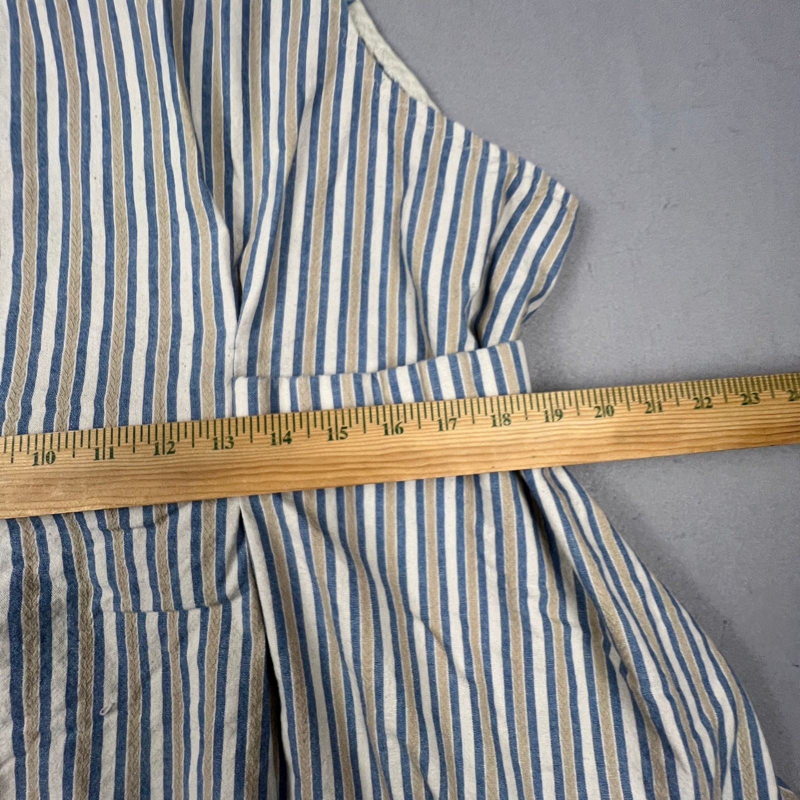 Cottagecore Striped Midi Dress Womens Blue Tan Vacation Sailor Casual Summer