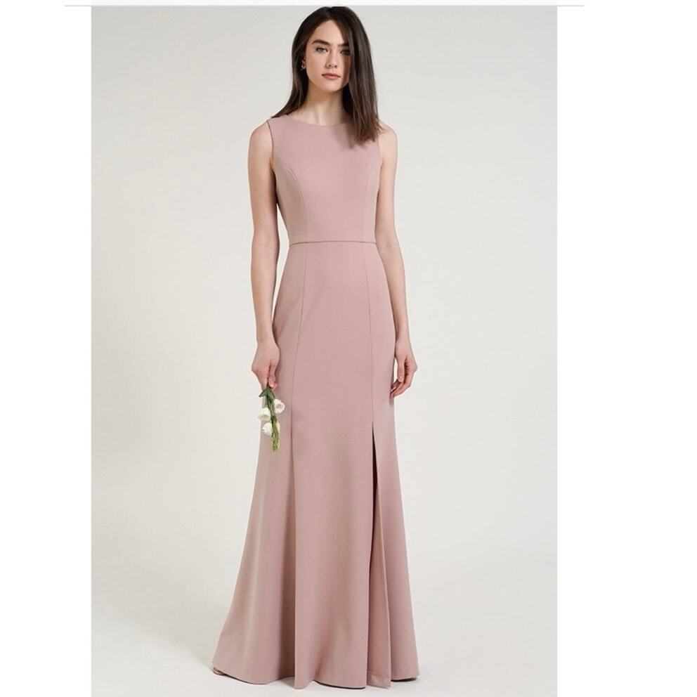 NWT JENNY YOO Gia Dress, Beige, Fit and Flare, Open Back Size 4