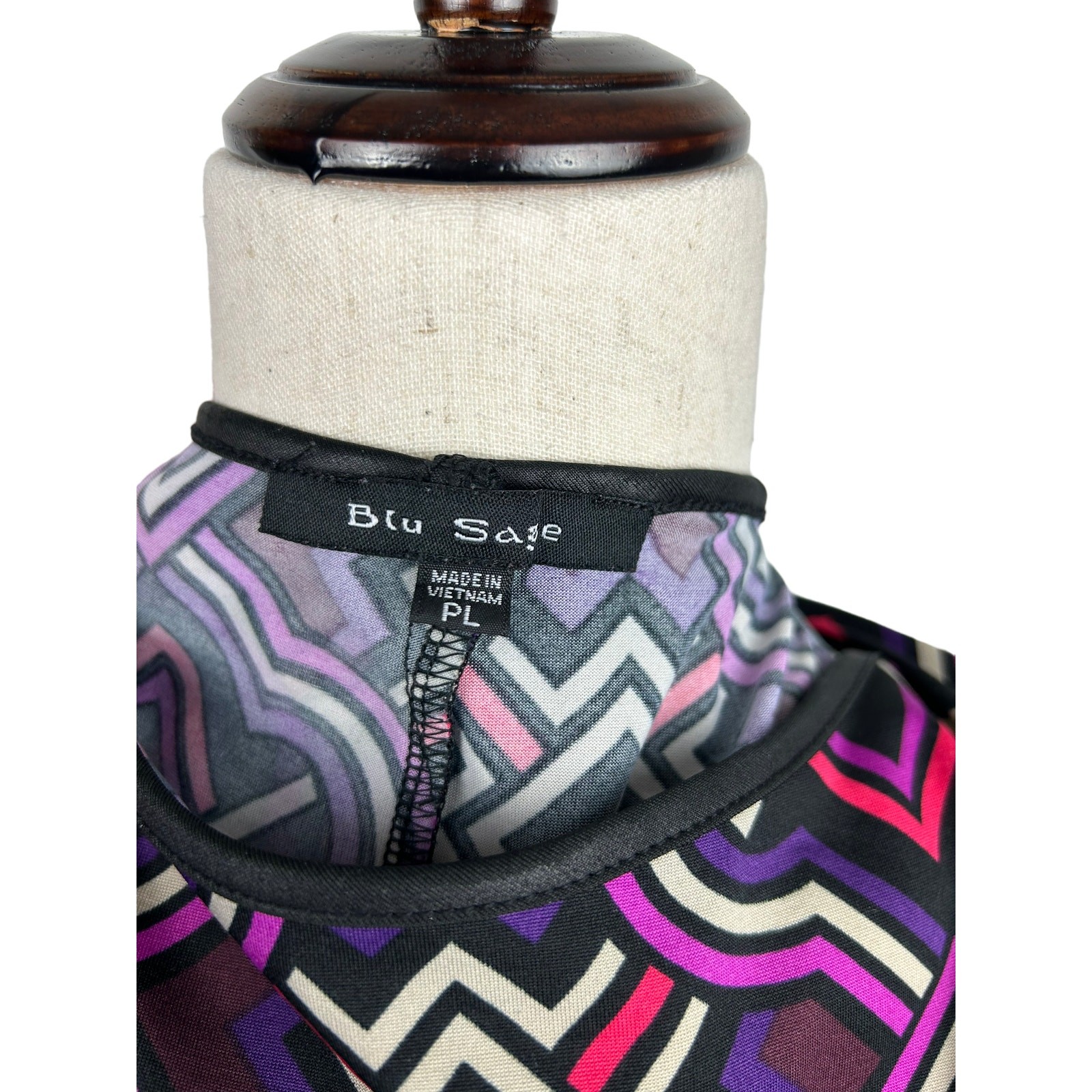 Blu Sage Geometric Print Sheath Dress Pink, Black, Tan, Brown Size PL