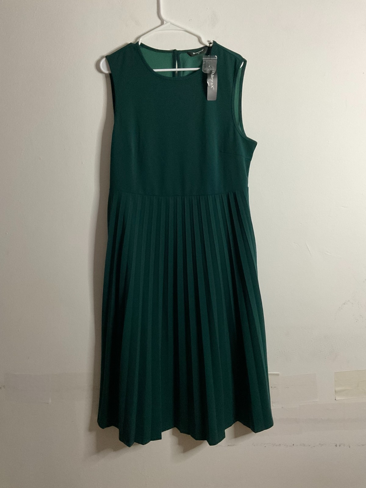 Allegra K Women’s Sleeveless Green Pleated Midi Dress Size XL