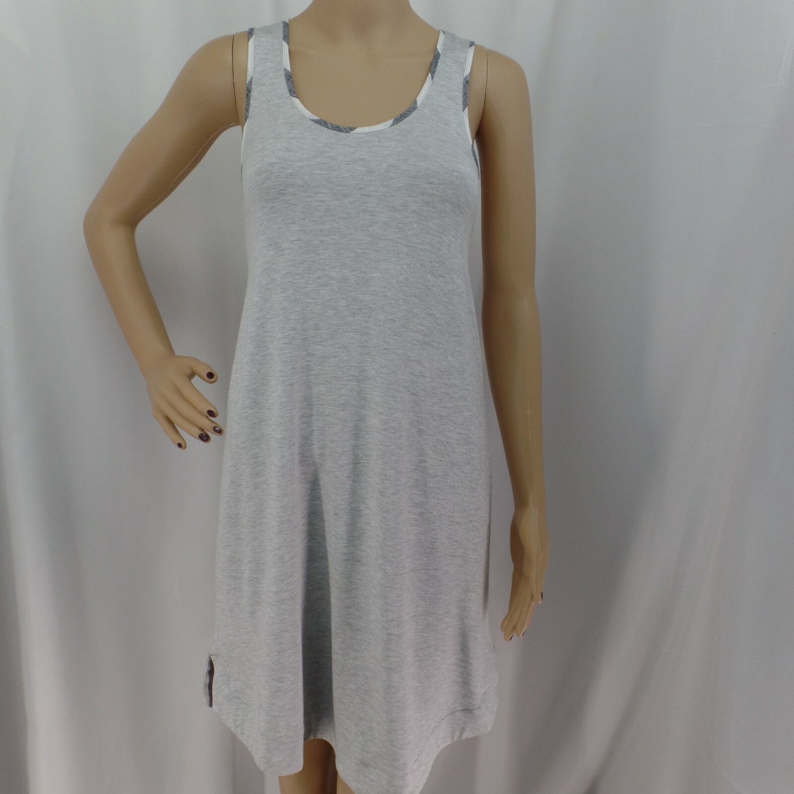 LOFT GRAY SWING TRAPEZE HI-LOW HEMLINE DRESS SIZE: L NWT