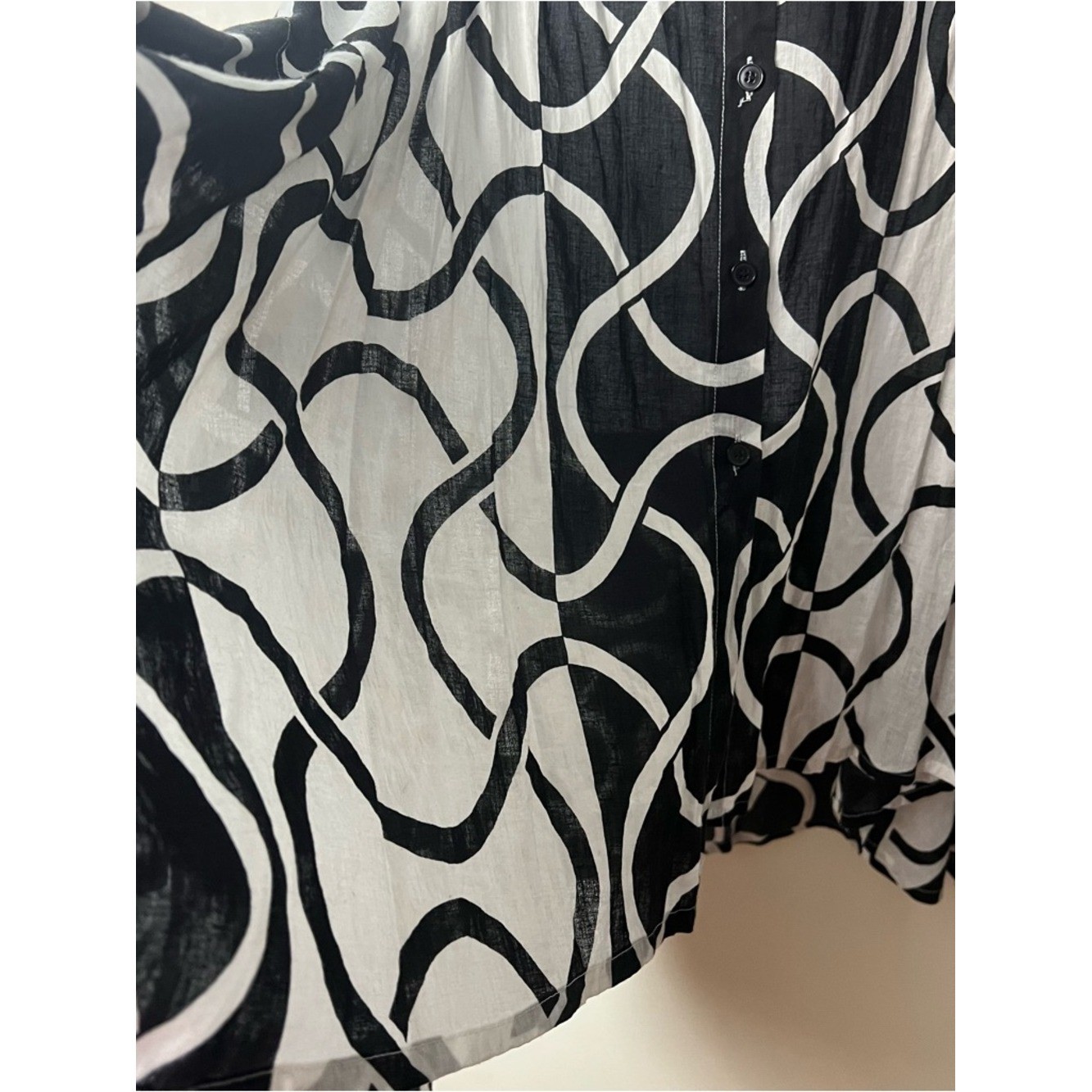Step In Style Abstract Swirl Print Cotton Lagenlook Hi-Low Shirtdress Sz L