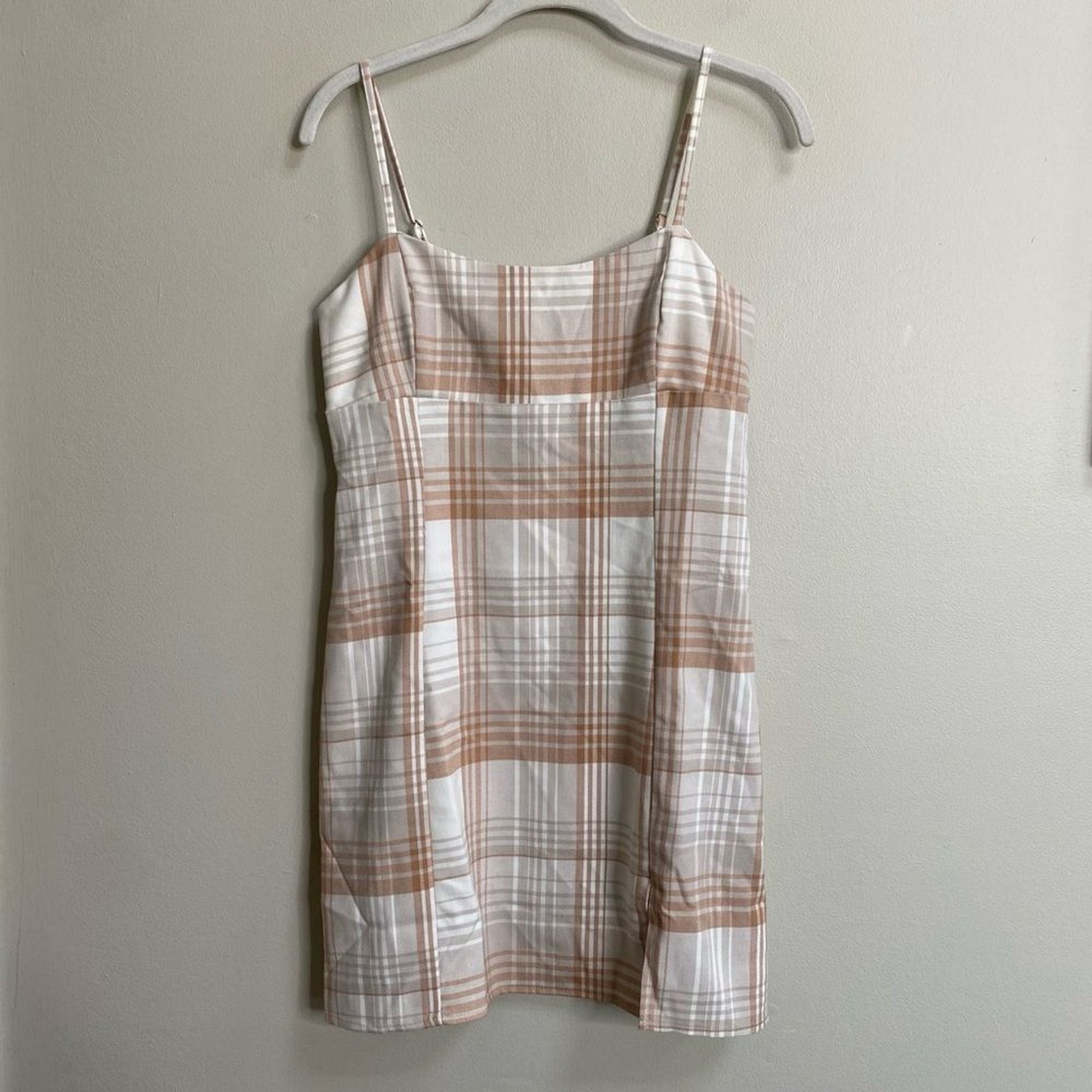 NWT Aeropostale Cream Tan Plaid Y2K Mini Dress Size Small