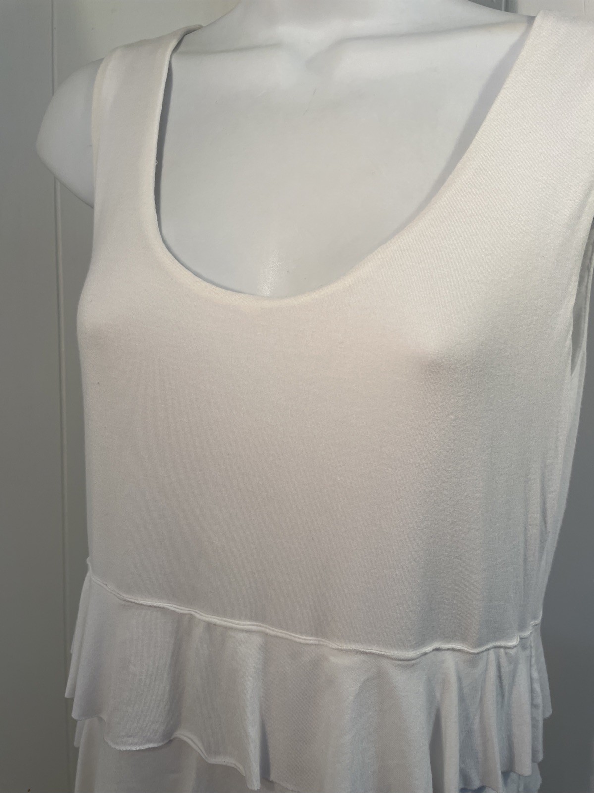 Soft Surroundings Size XSmall White DRESS Multi Tier Ruffle Bust-33″ Feminine