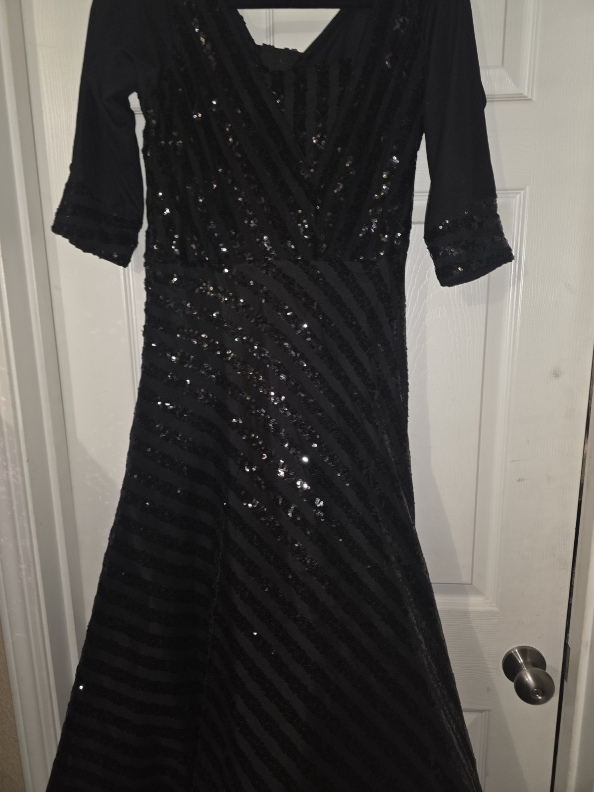 Vintage Black Evening Dress Size Small Bust 15. Waist 15 1/2 Length 52 Inches