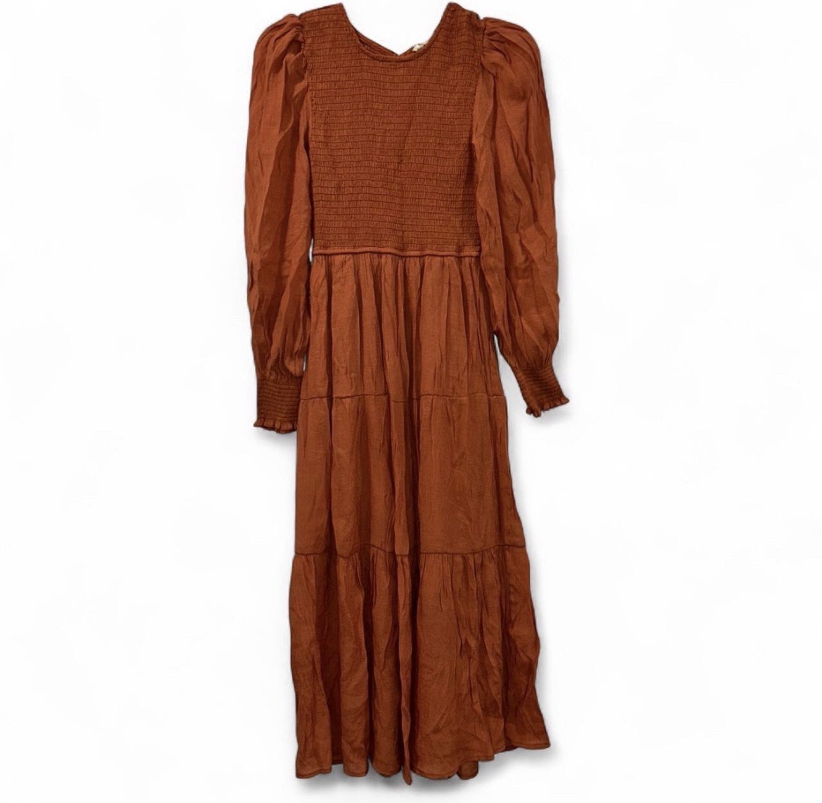 Blu Pepper Rust Smocked Bodice Maxi Dress