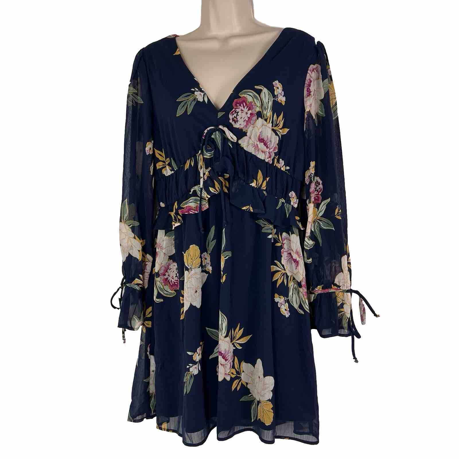 New Xhilaration Mini Dress Women’s XS Sleeve Blue Floral Sheath Above Knee NWT